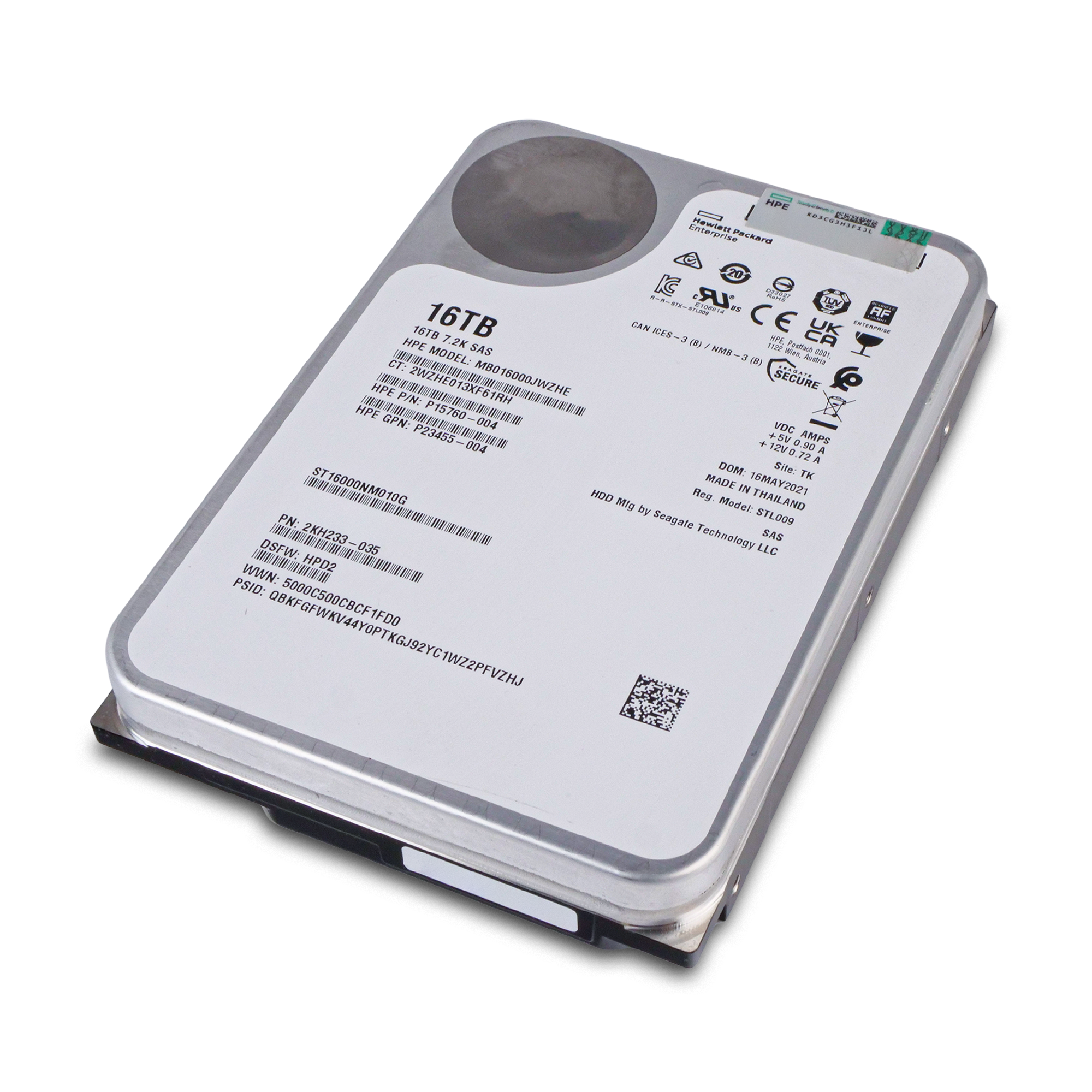 HP/Seagate Exos X16 ST16000NM010G 16TB 7.2K RPM SAS 12Gb/s 512e 256MB 3.5in Refurbished HDD