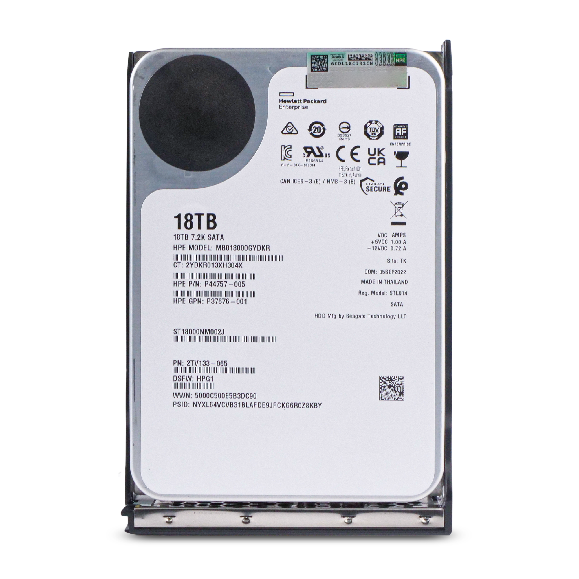HP Generation 11 MB018000GYDKR P44757-005 18TB 7.2K RPM SATA 6Gb/s 512e 256MB 3.5in HDD