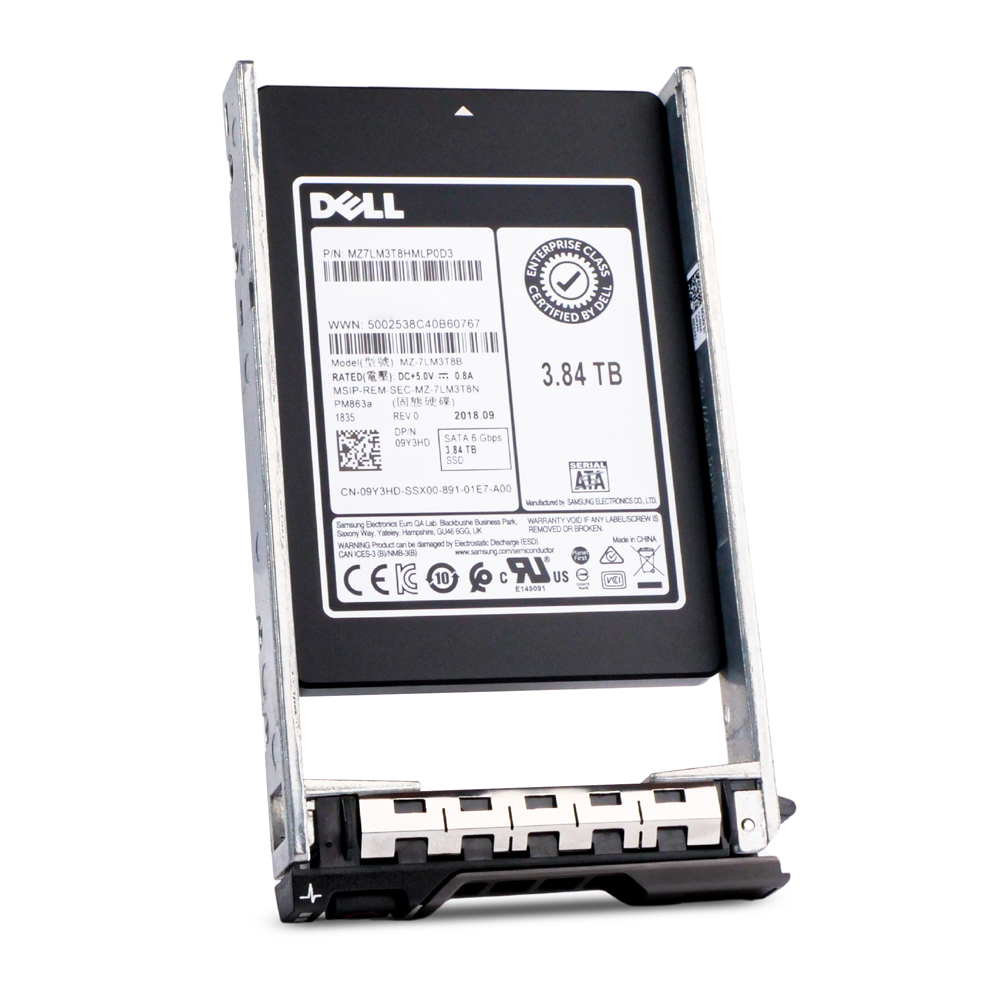 Dell G13 09Y3HD 3.84TB 1.3 DWPD SATA 6Gb/s 3D TLC 2.5in Refurbished SSD