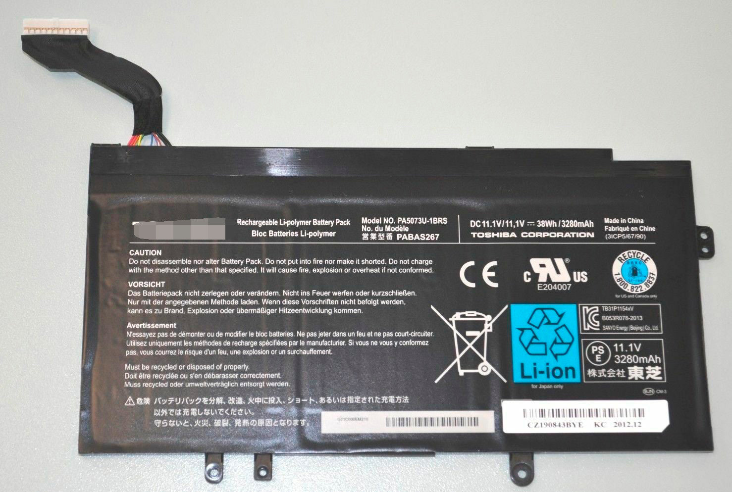 Toshiba PA5073U-1BRS PABAS267 PABSS267 SATELLITE U920T-100 Battery