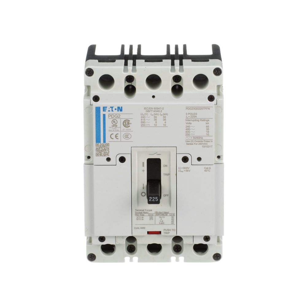 Eaton PDD23G0225TFFL Power Defense 225A 3-Pole Molded Case Circuit Breaker 240V