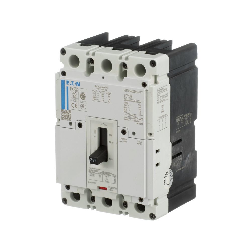Eaton PDD23G0225TFFL Power Defense 225A 3-Pole Molded Case Circuit Breaker 240V
