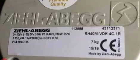 Brand new RH40M-VDK.4C.1R ZIEHL-ABEGG centrifugal fan 3-400V 50HZ