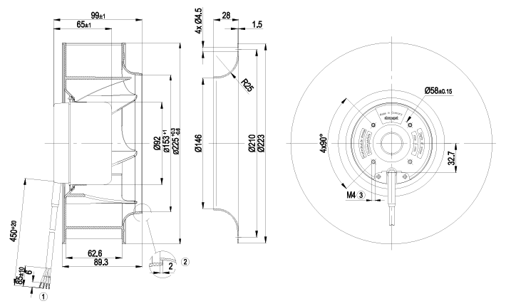 R1G225-AF11-21 ebm Backward Centrifugal Fan