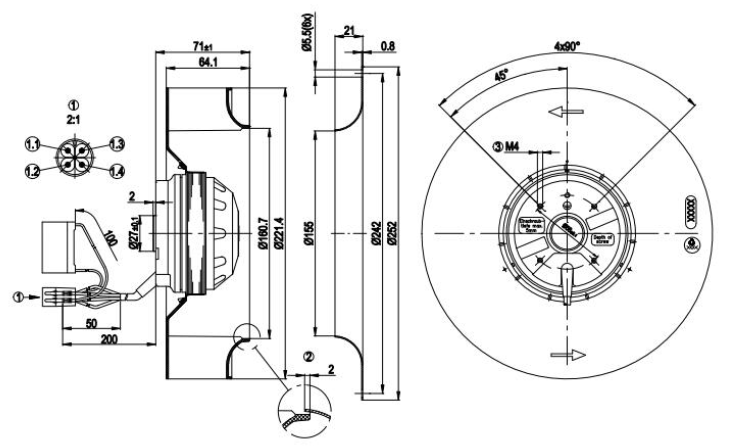 R2E220-AA40-A8 Ebm-Papst  230VAC, Centrifugal Fan