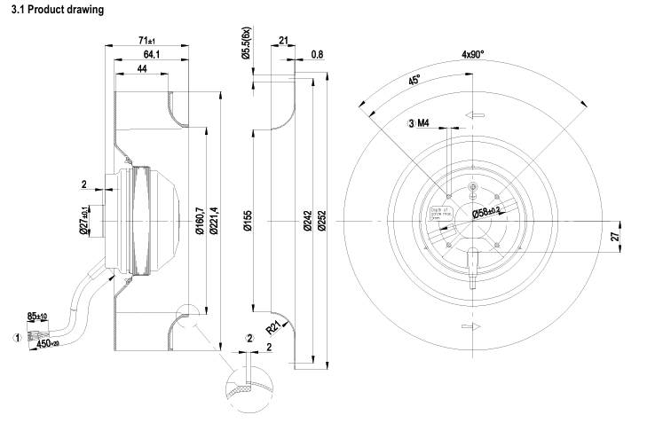 R2E220-AA44-23 ebm-papst FAN IMP MTRZD 220X71MM 115VAC