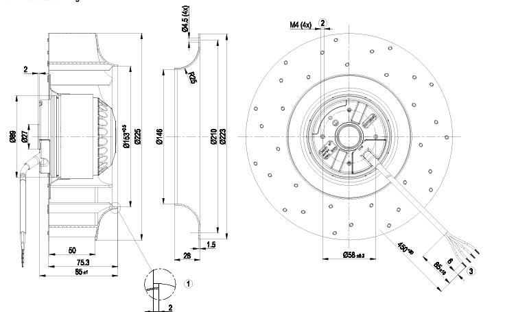 R2E225-AX52-05 EBMpapst  MOTORIZED IMPELLER