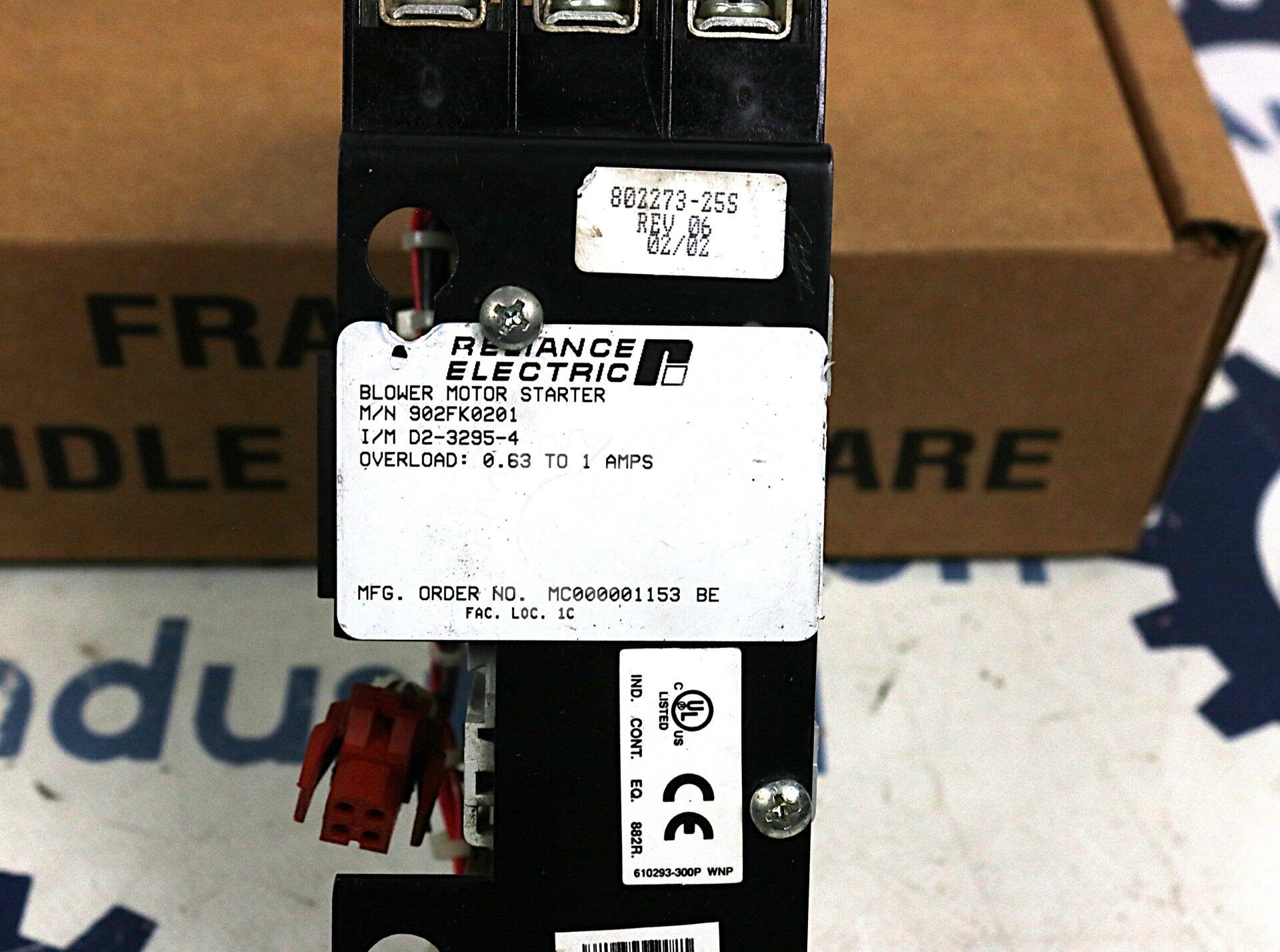 902FK0201 By Reliance Electric D2-3295-4 1 AMP Blower Motor Starter
