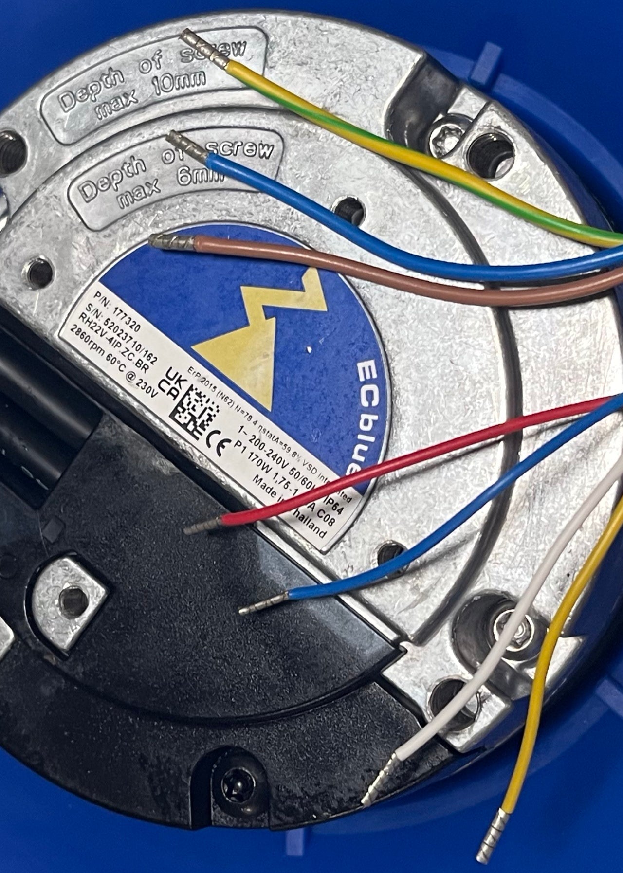 RH22V-4IP.ZC.BR P/N:177320 ZIEHL-ABEGG centrifugal fan 200-240V 170W 1.75-1.45A