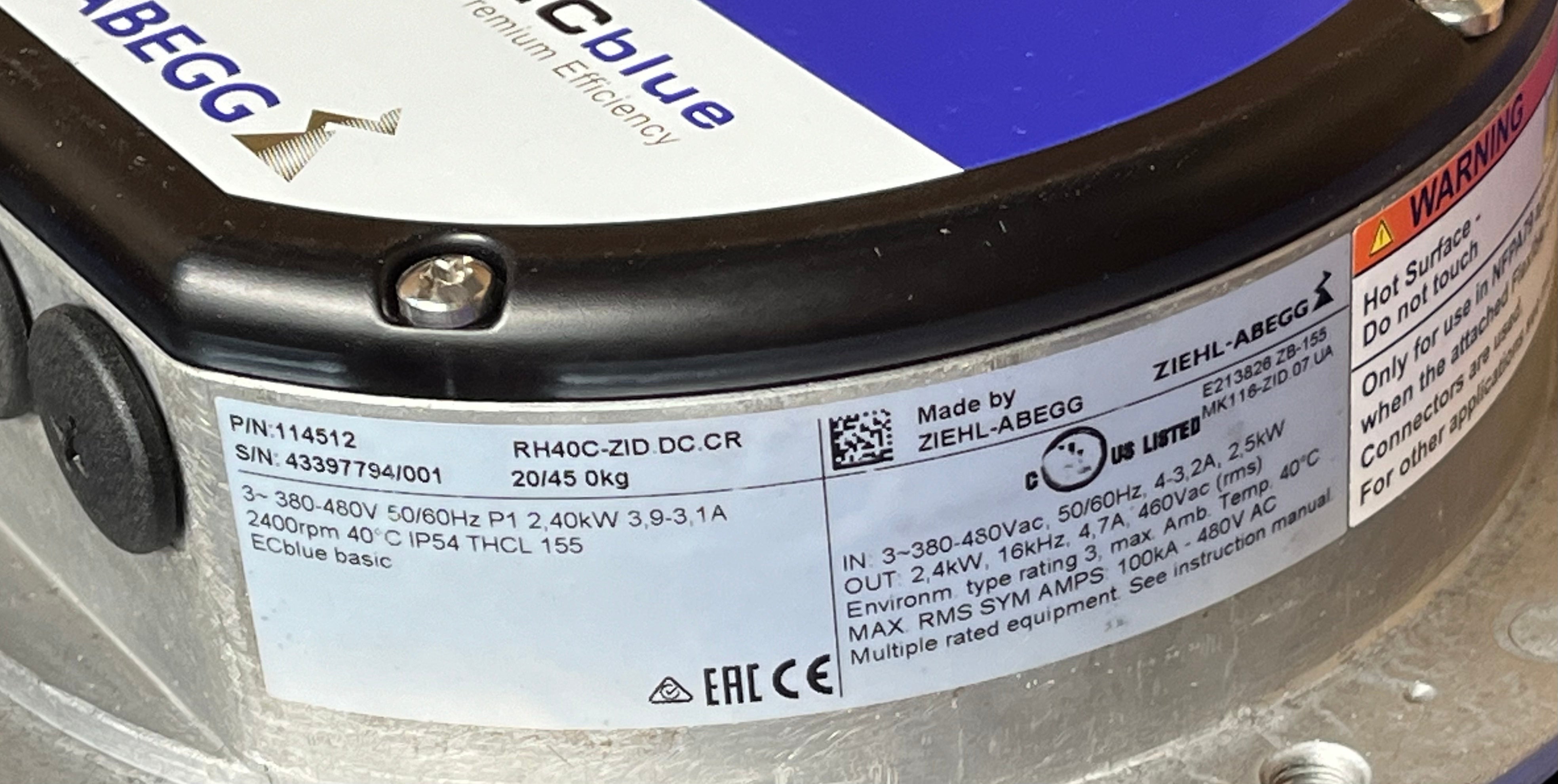RH40C-ZID.DC.CR ZIEHL-ABEGG centrifugal fan