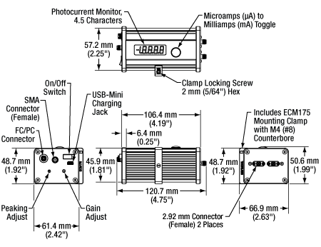 TH-RXM25DF - Multimode Ultrafast Receiver, 700 - 870 nm, 500 kHz - 25 GHz, FC/PC