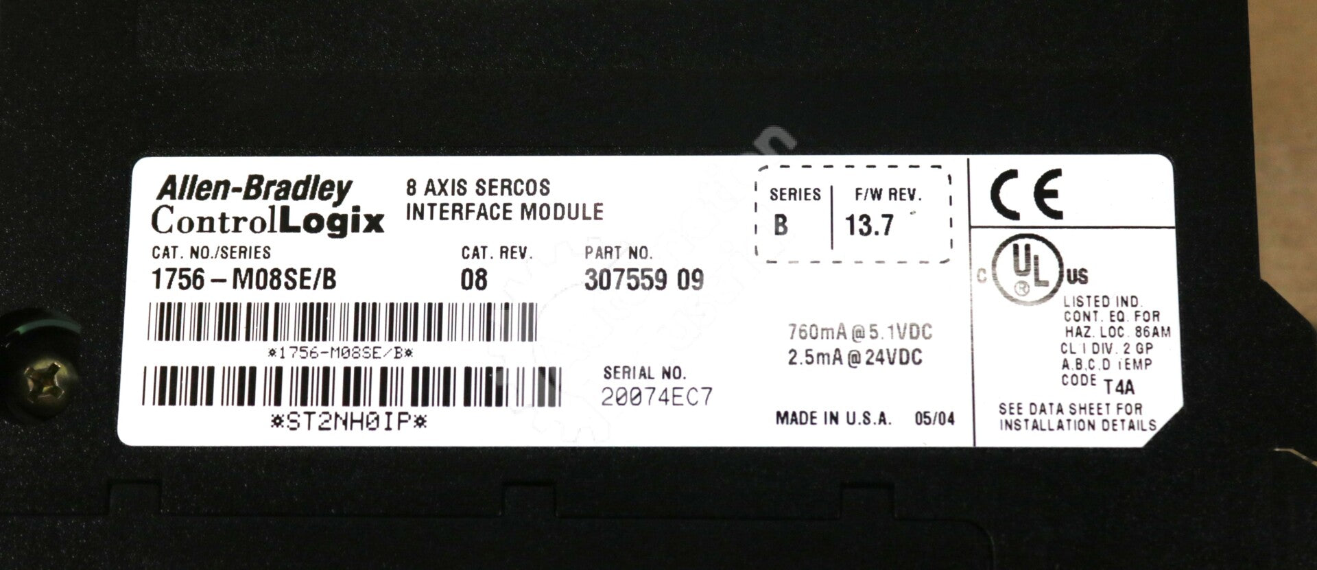 1756-M08SE By Allen Bradley ControlLogix 8 Axis 24VDC Sercos Interface Module