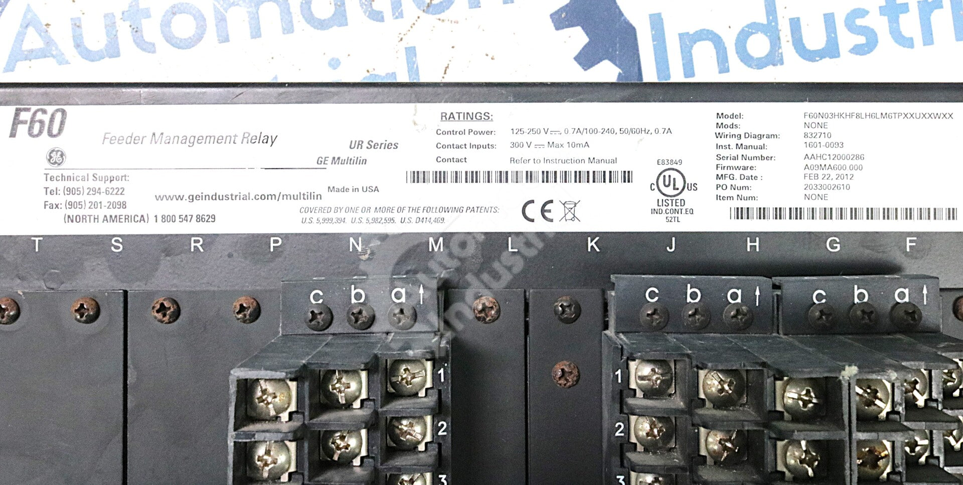 F60N03HKHF8LH6LM6TPXXUXXWXX By GE Multilin  Feeder Management Relay (No Modules)