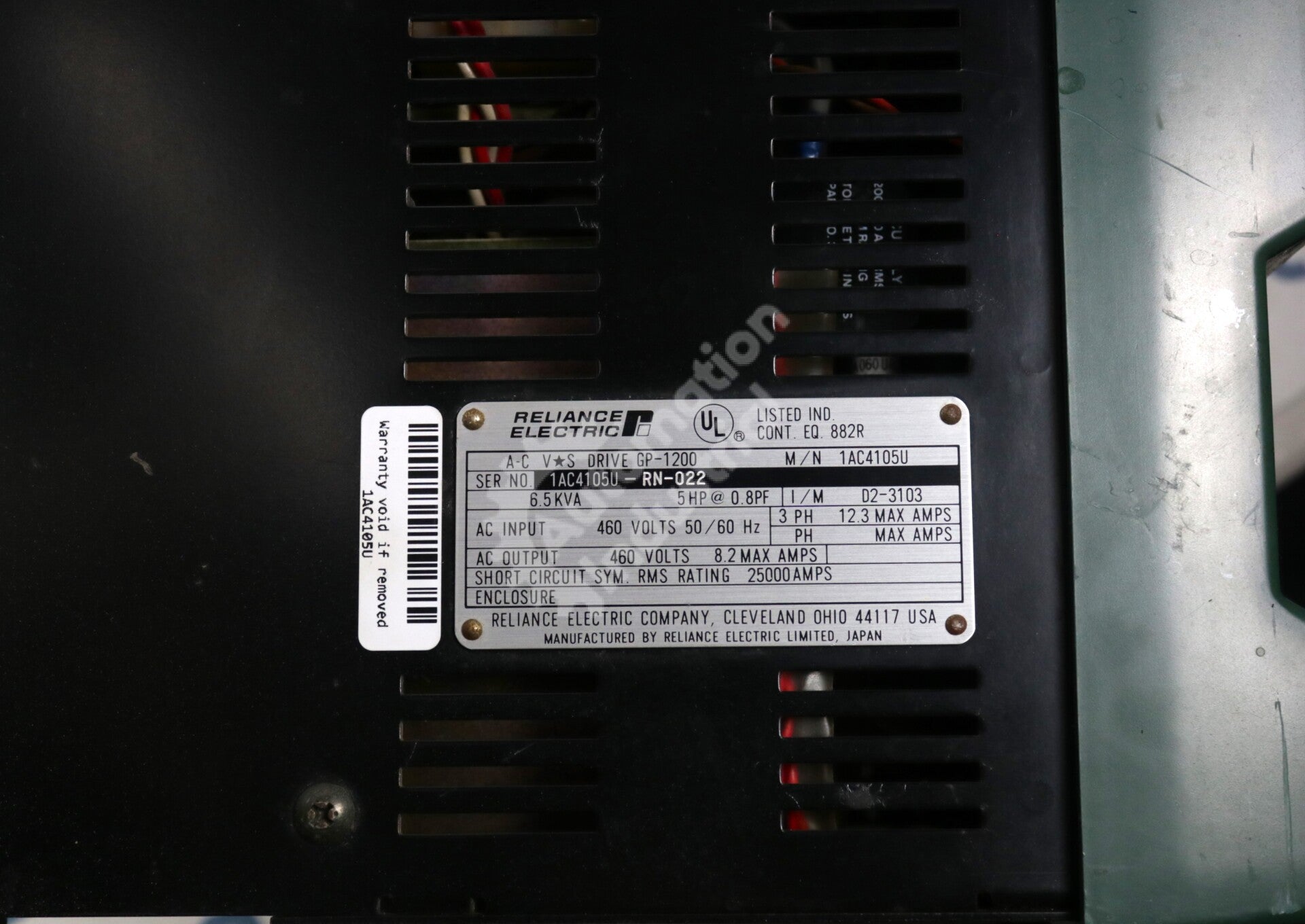 1AC4105U By Reliance Electric 5 HP General Purpose AC Drive GP-1200 AC VS Drives