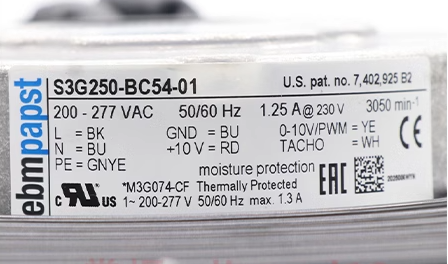 S3G250-BC54-01 Ebmpapst  EC Axial Fan 250x105.4mm 230VAC 170W