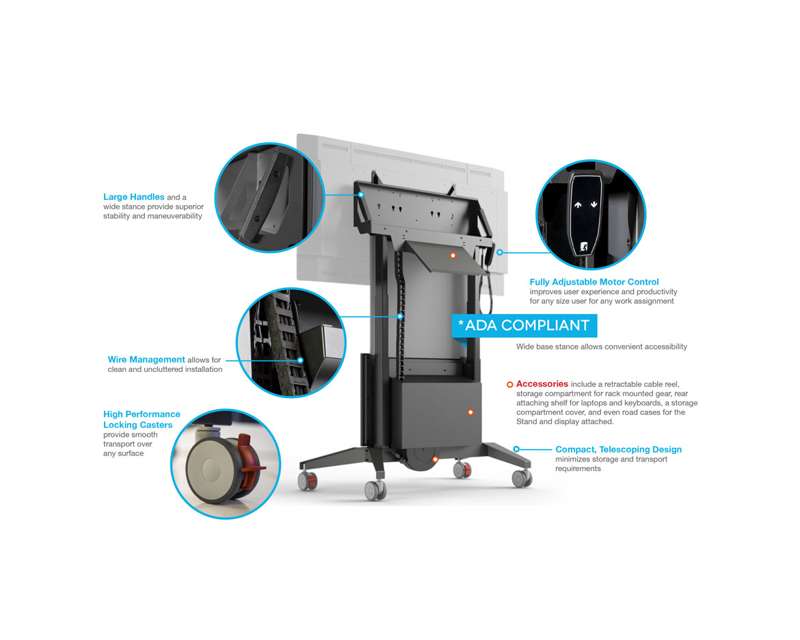 Salamander Designs Mobile Stand, Electric Lift and Tilt, Graphite and Gray