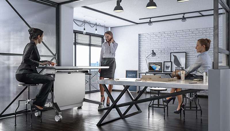Salamander Designs Mobile Stand, Electric Lift and Tilt, Graphite and Gray