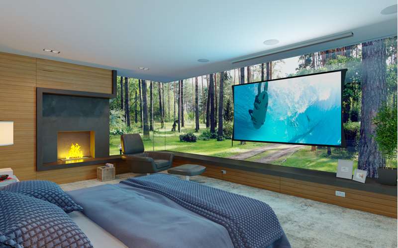 Screen Innovations Zero-G Motorized Flush Mount Screen, 65'' x 116'' with 360 Material