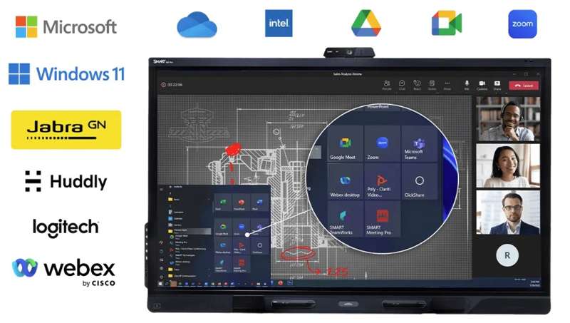 SMART Board 75" QX (V2) Pro series with iQ Video Conferencing Display