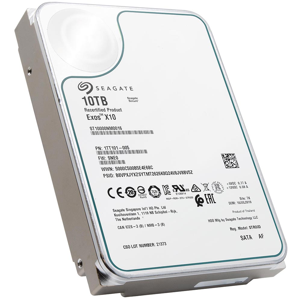 Seagate Exos X10 ST10000NM0016 10TB 7.2K RPM SATA 6Gb/s 512e 256MB 3.5" Manufacturer Recertified HDD