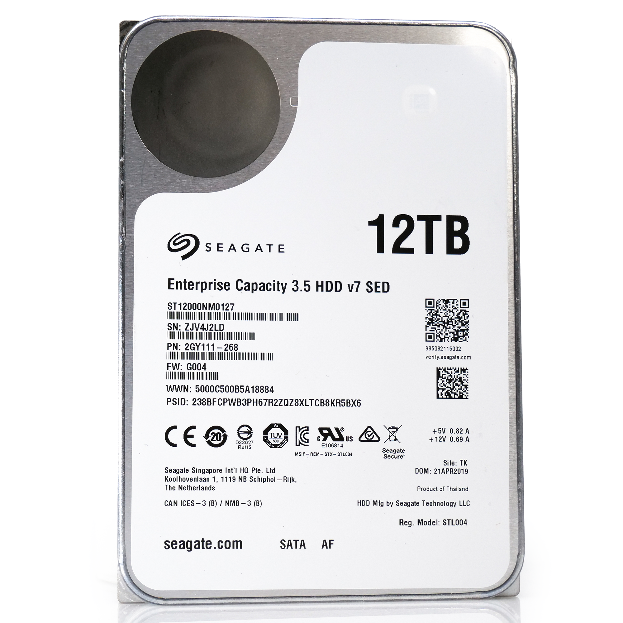 Seagate Enterprise Capacity v7 ST12000NM0127 12TB 7.2K RPM SATA 6Gb/s 512e SED 3.5in Refurbished HDD