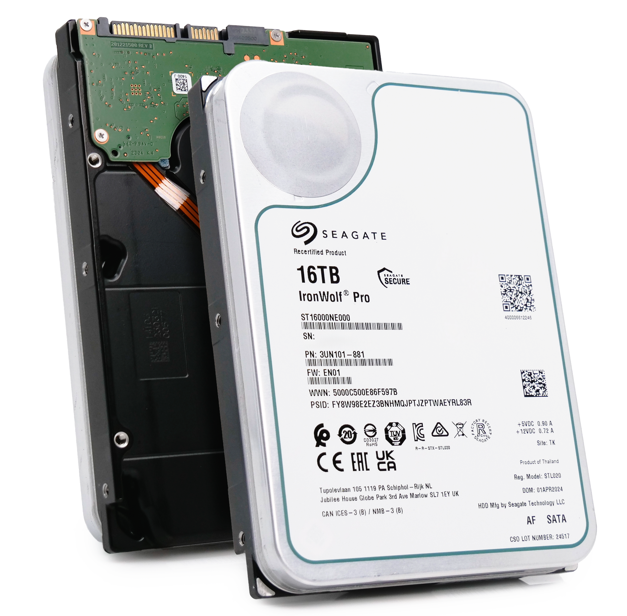 Seagate IronWolf Pro ST16000NE000 16TB 7.2K RPM SATA 6Gb/s 512e 3.5in Refurbished HDD