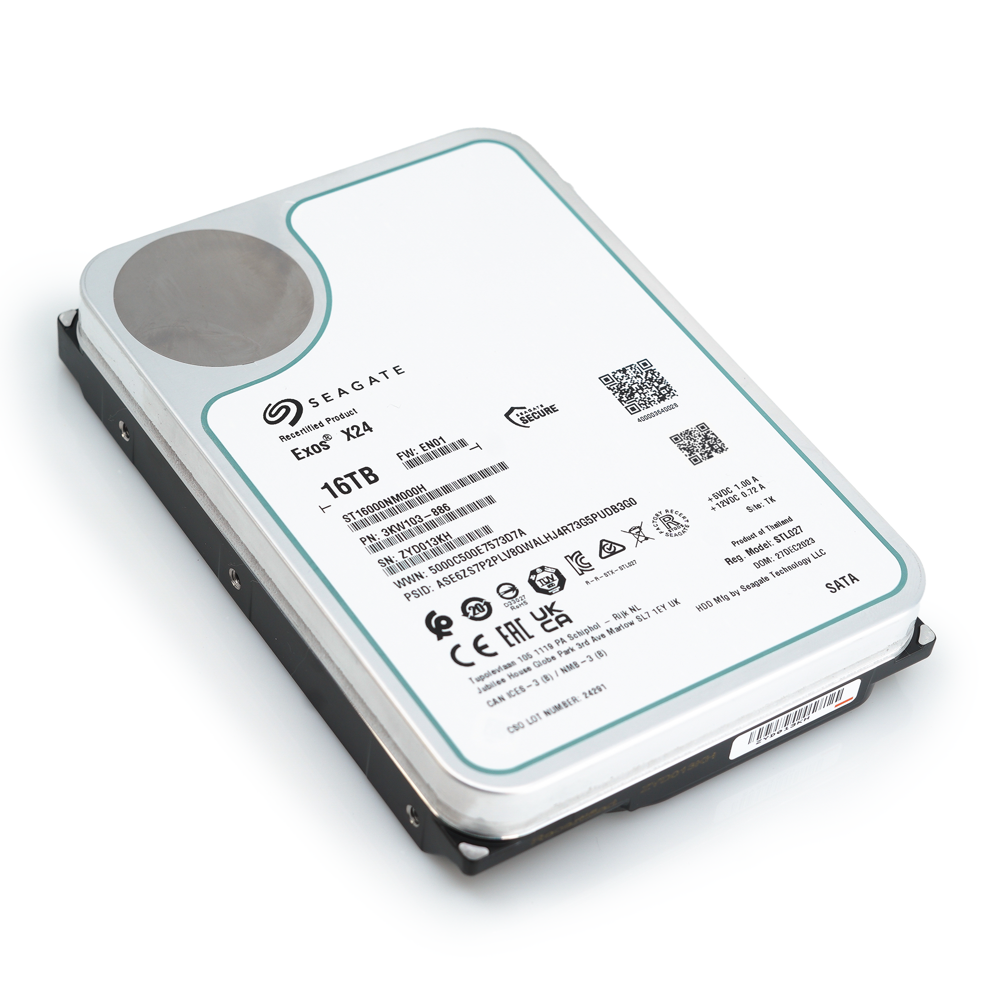 Seagate Exos X24 ST16000NM000H 16TB 7.2K RPM SATA 6Gb/s 512e 3.5in Refurbished HDD