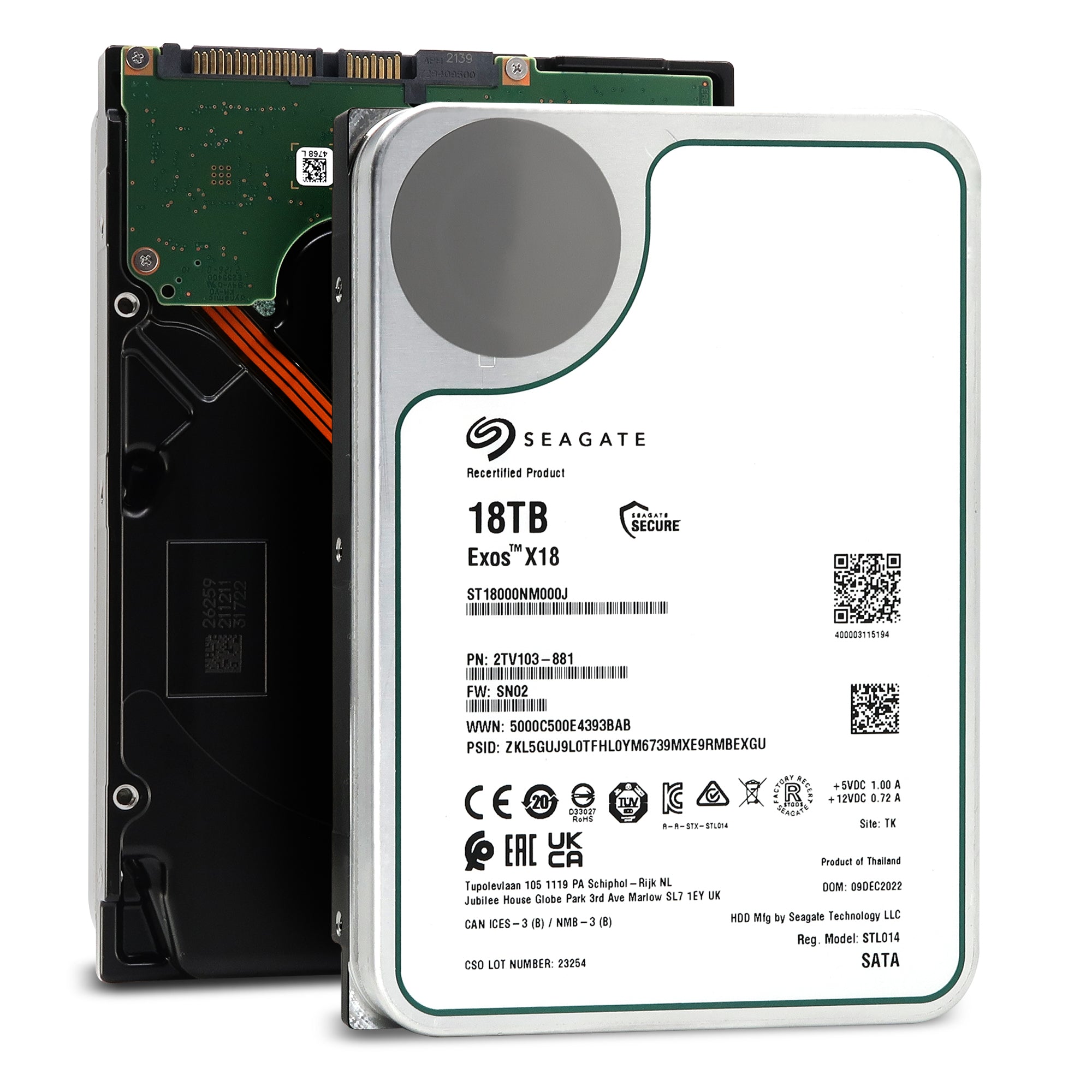 Seagate Exos X18 ST18000NM000J 18TB 7.2K RPM SATA 6Gb/s 512e/4Kn 256MB 3.5" FastFormat HDD