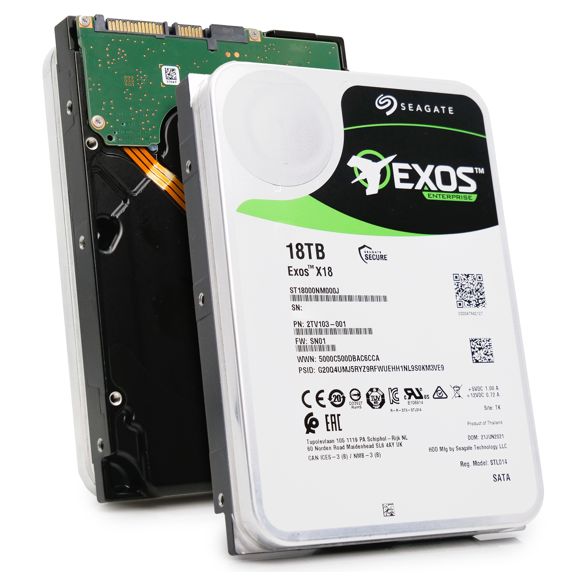 Seagate Exos X18 ST18000NM014J 18TB 7.2K RPM SATA 6Gb/s SED 3.5in Recertified Hard Drive
