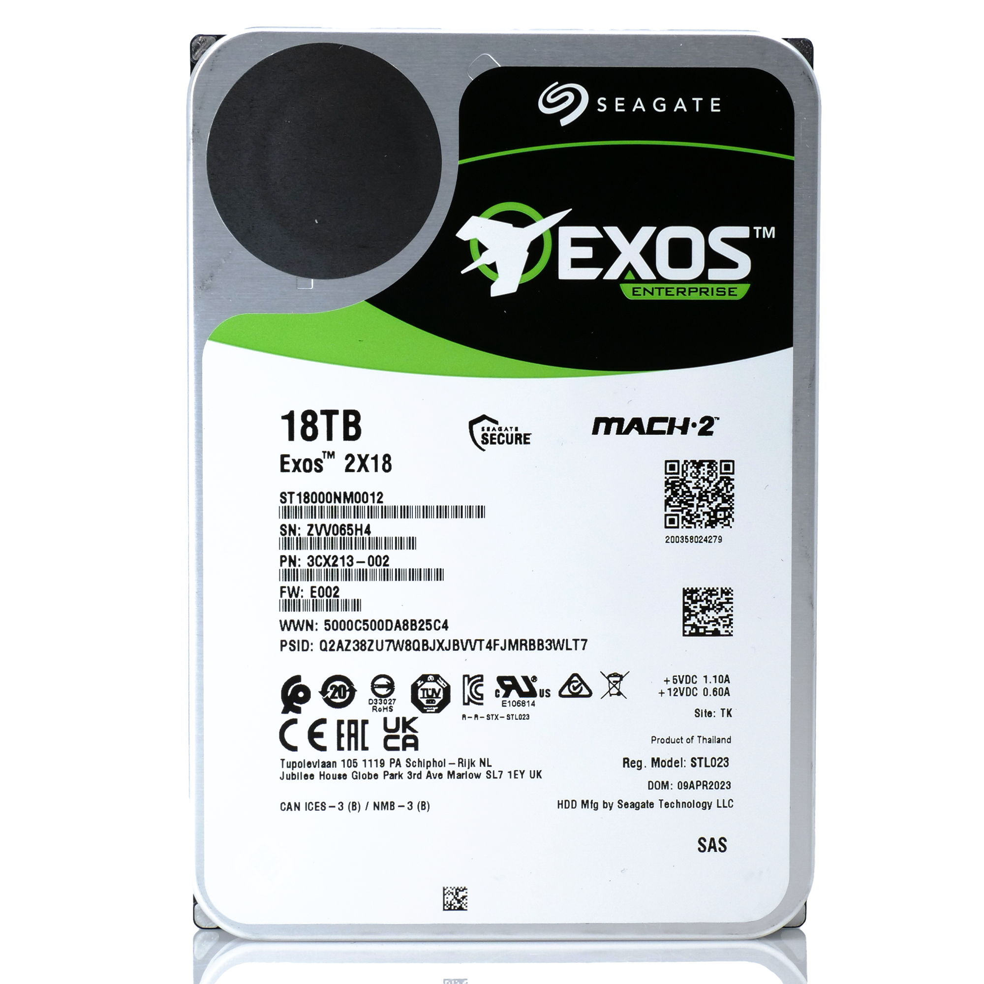 Seagate Exos 2X18 ST18000NM0012 18TB 7.2K RPM SAS 12Gb/s 512e SED Dual Actuator 3.5in Hard Drive
