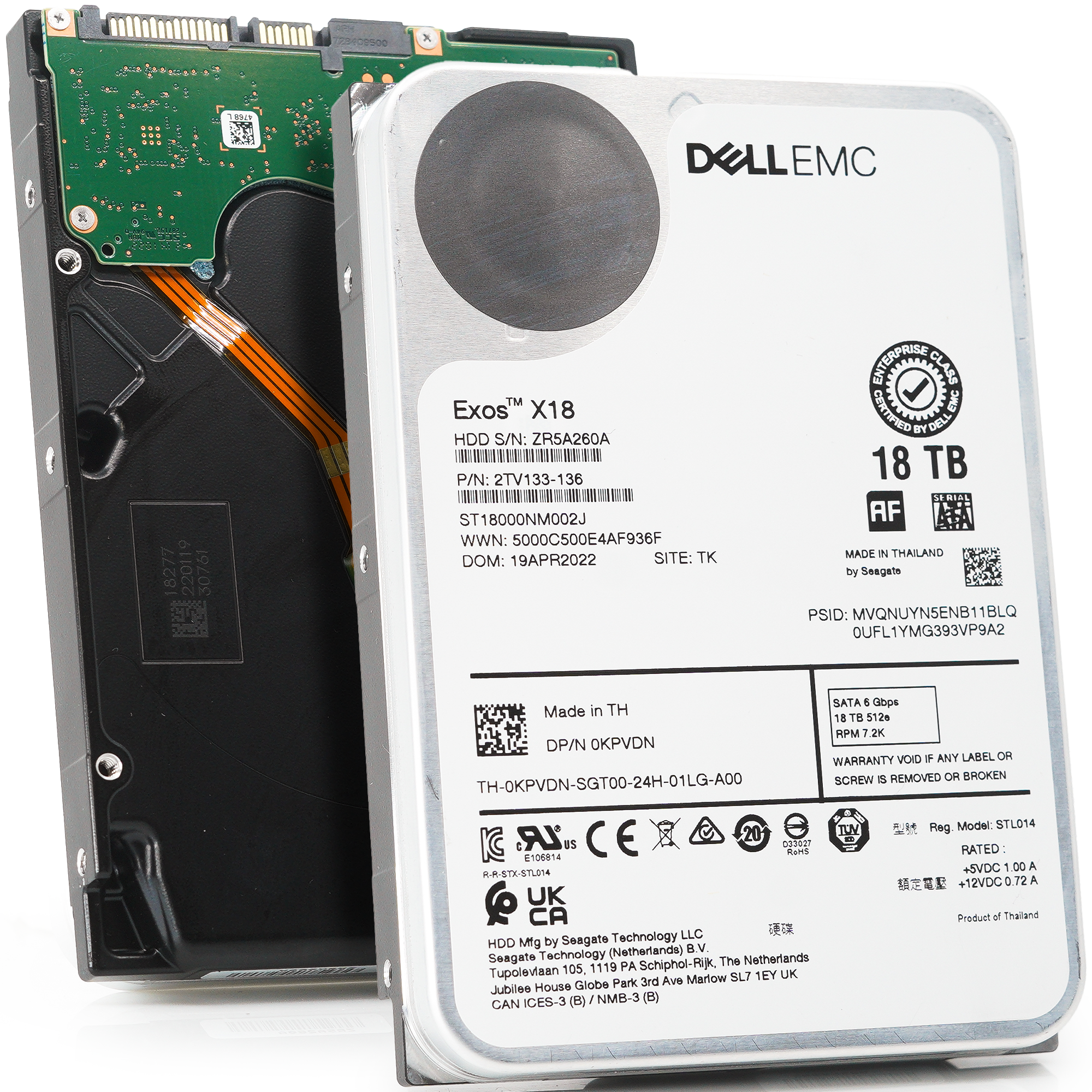 Dell/Seagate Exos X18 ST18000NM002J 18TB 7.2K RPM SATA 6Gb/s 512e 3.5in Refurbished HDD