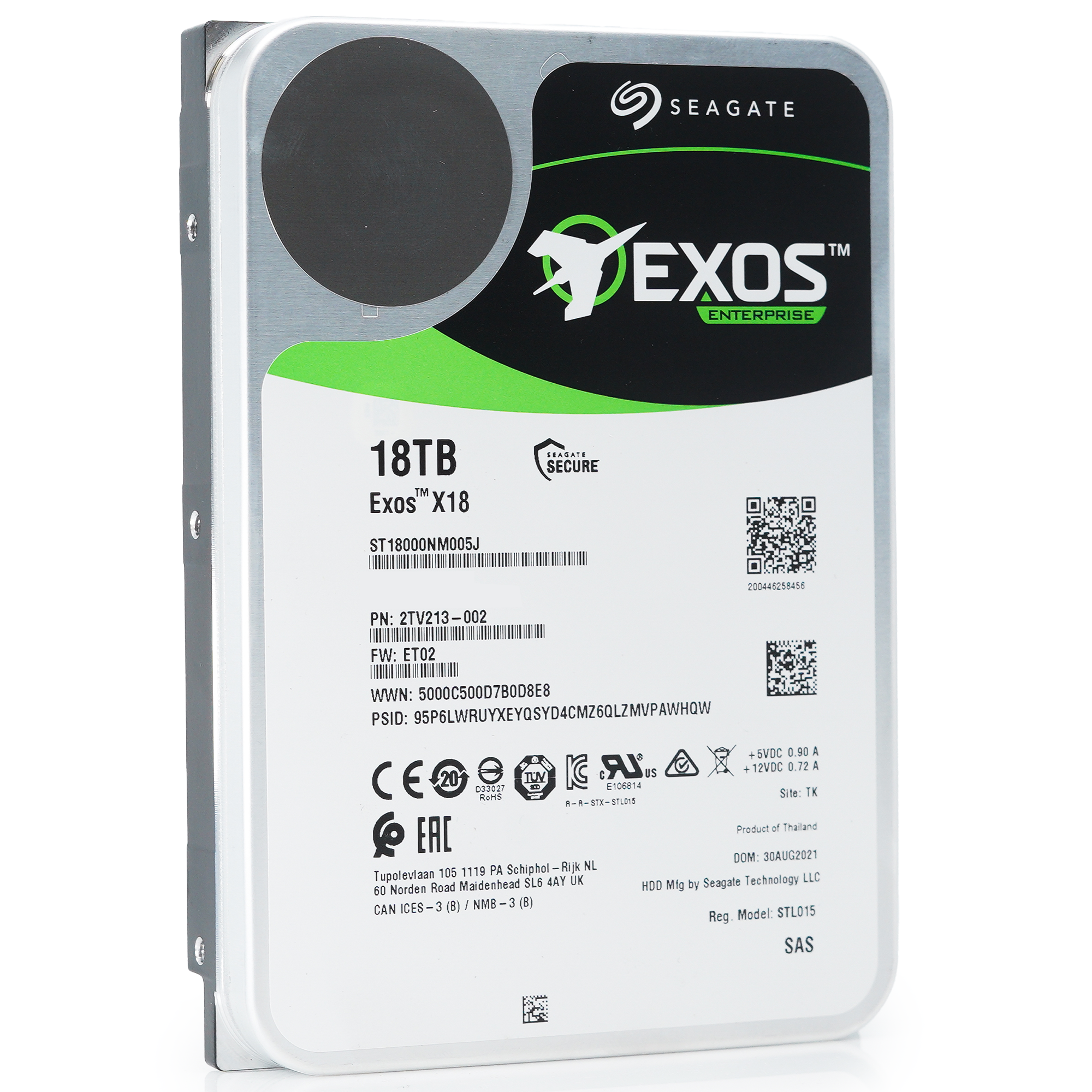 Seagate Exos X18 ST18000NM005J 18TB 7.2K RPM SAS 12Gb/s 512e SED 3.5in Hard Drive