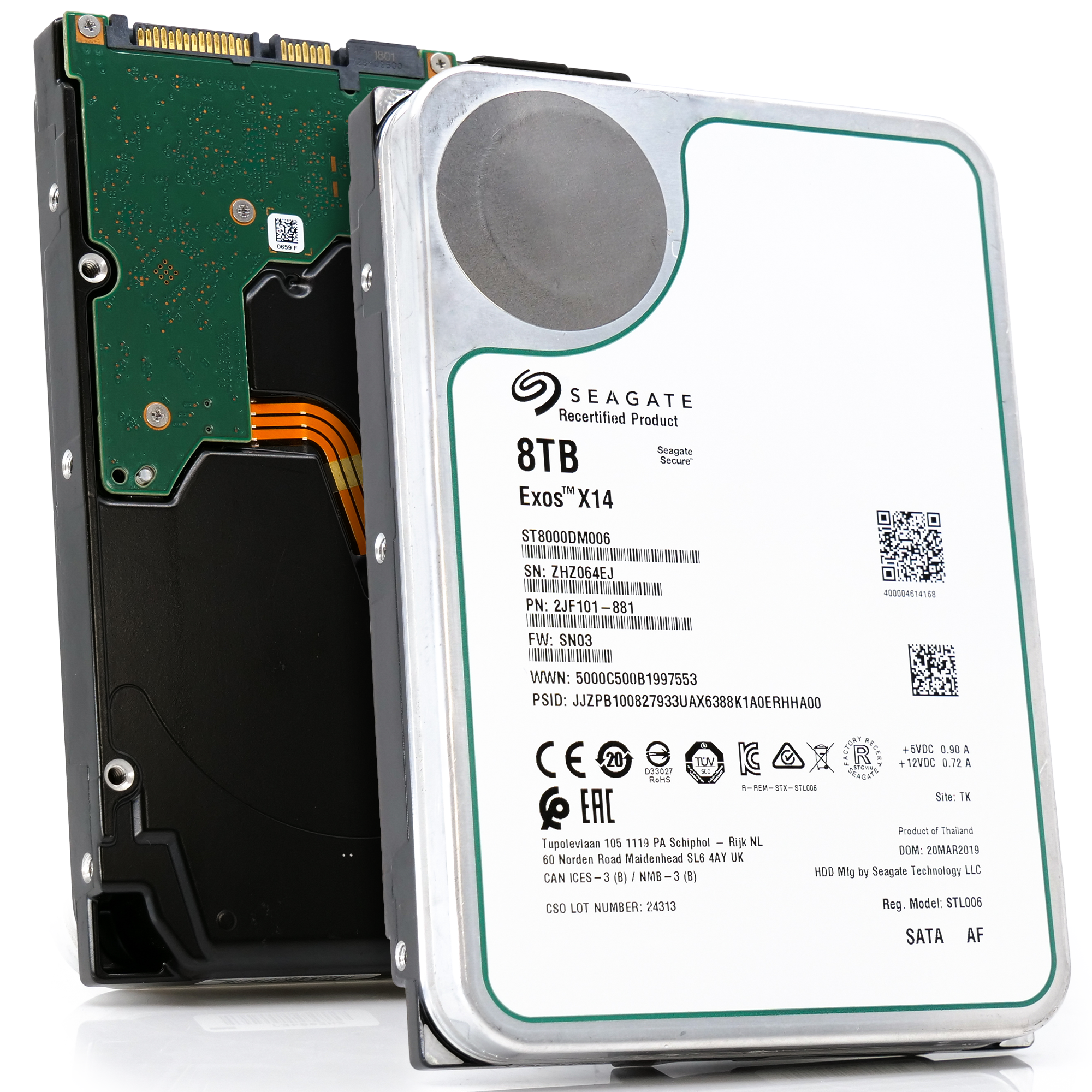 Seagate Exos X14 ST8000DM006 8TB 5.4K RPM SATA 6Gb/s Desktop 3.5in Recertified Hard Drive
