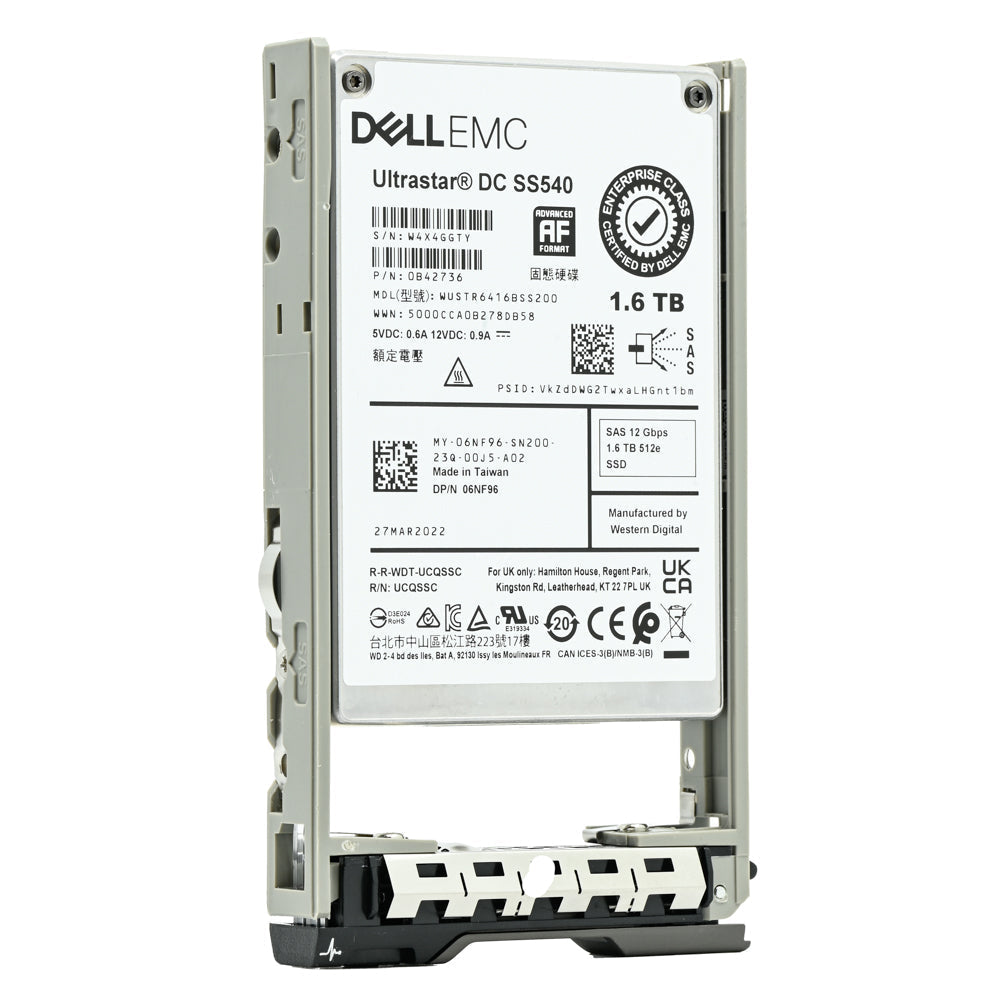 Dell G13 6NF96 WUSTR6416BSS200 1.6TB SAS 12Gb/s 3DWPD Mixed Use 2.5in Refurbished SSD
