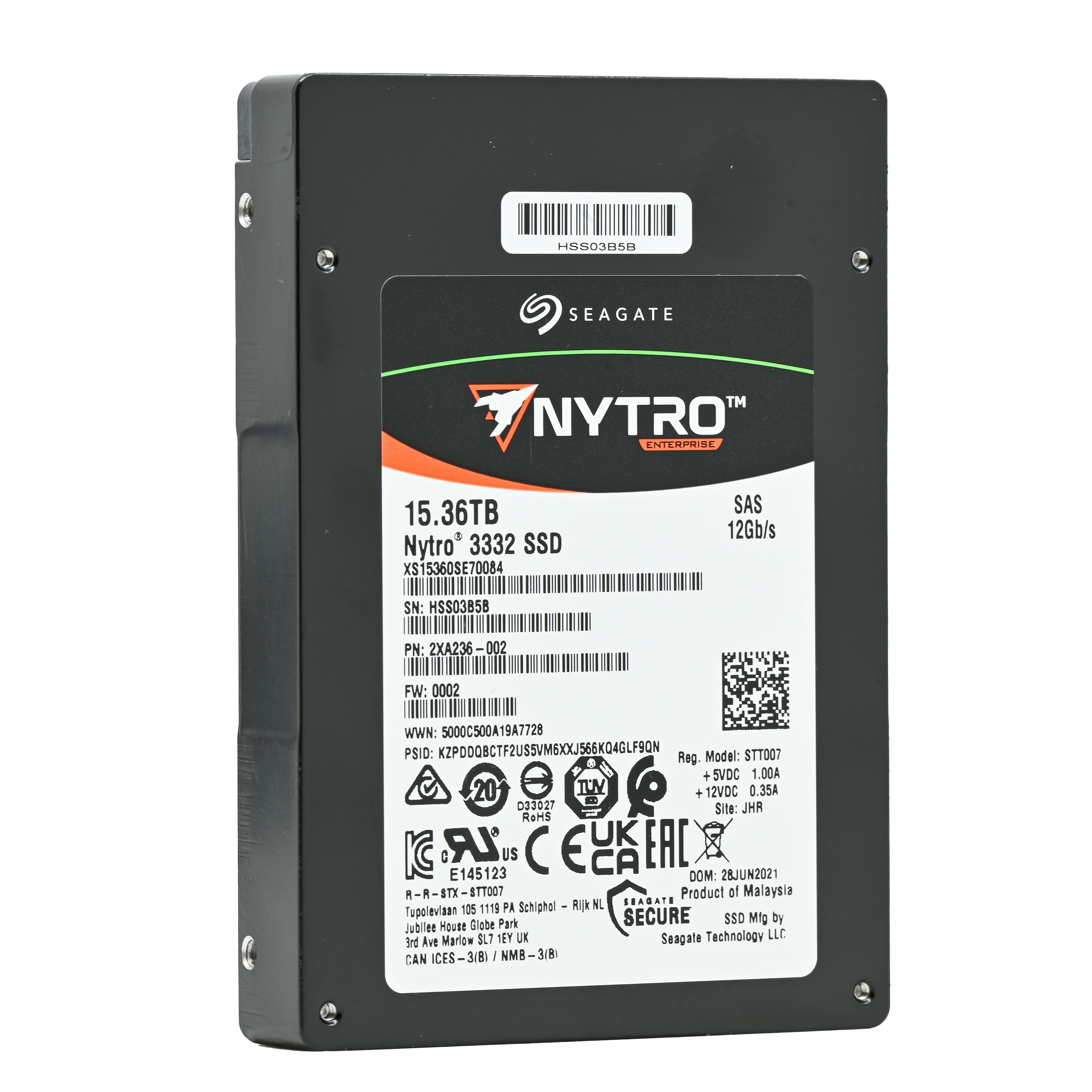 Seagate Nytro 3332 XS15360SE70084 2XA236-002 15.36TB SAS 12Gb/s 3D TLC 1DWPD 2.5in Solid State Drive