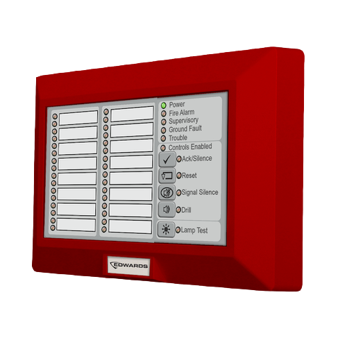 Edwards Signaling RLED-CR 16-Pair LED Zone Annunciator with Common Controls Red