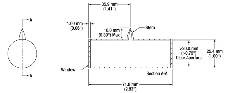 T-GC25075-K - Potassium Borosilicate Reference Cell, Ø25.4 mm x 71.8 mm