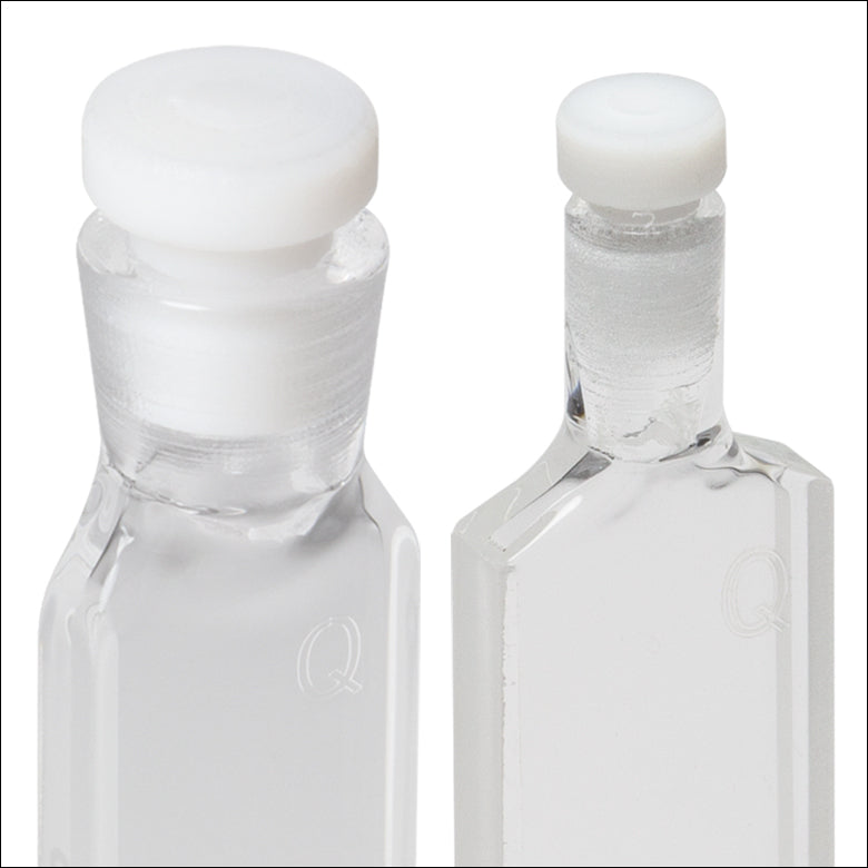 T-CV1Q035AE - 350 µL Enhanced Chemical Resistance Micro Cuvette with Stopper, Synthetic Quartz Glass, 2.6 mm Opening Diameter, 1 mm Path Length, 2 Pack
