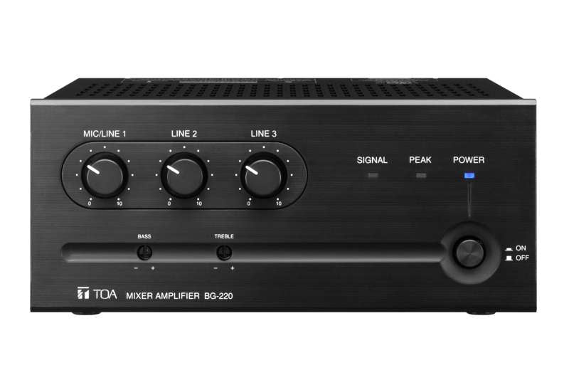 TOA Electronics BG‑220 Mixer Amplifier – 20W, 3‑Input Compact BGM/Paging Amplifier