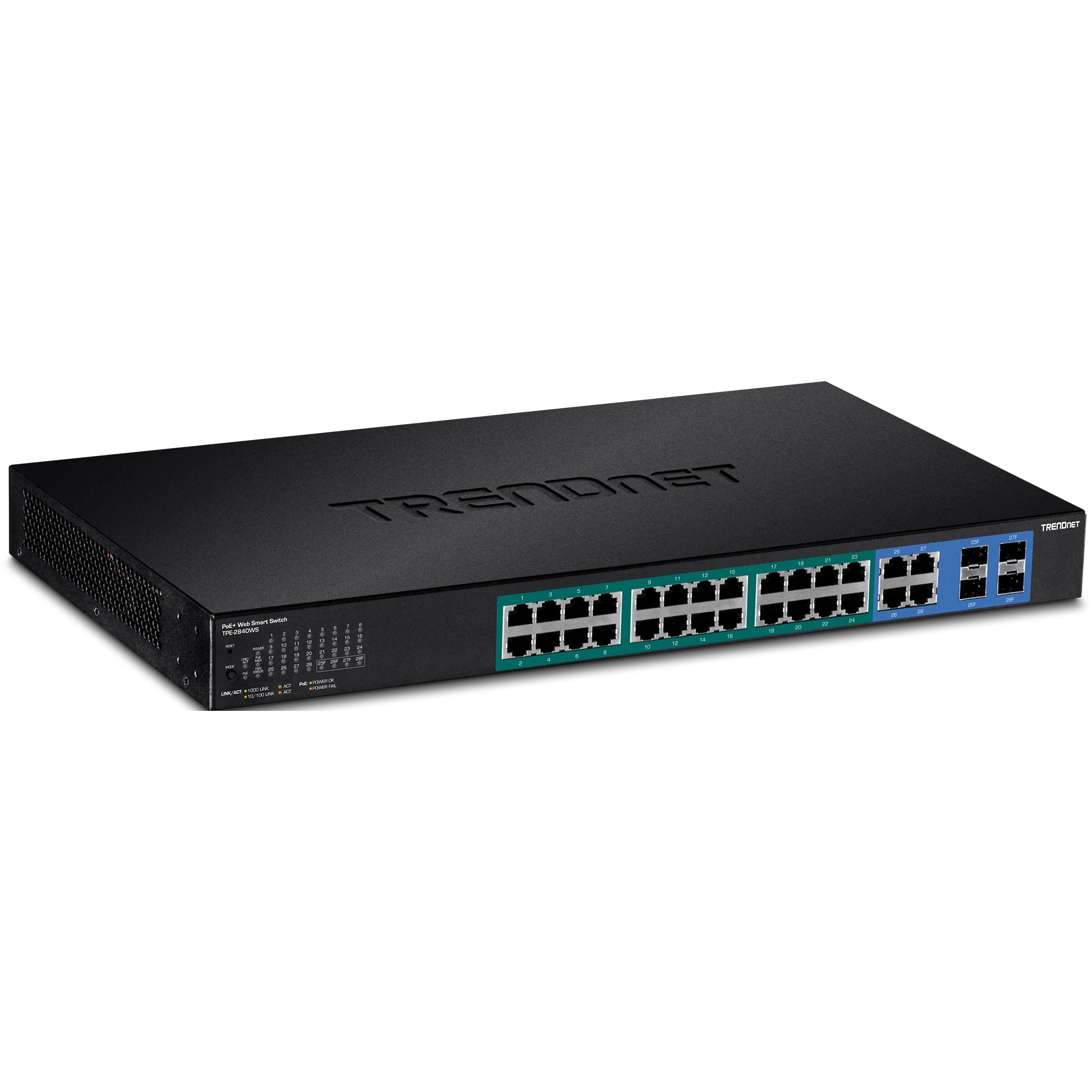 TRENDnet TPE-2840WS 24-Port Gigabit Web Smart PoE Switch plus 4 SFP slots