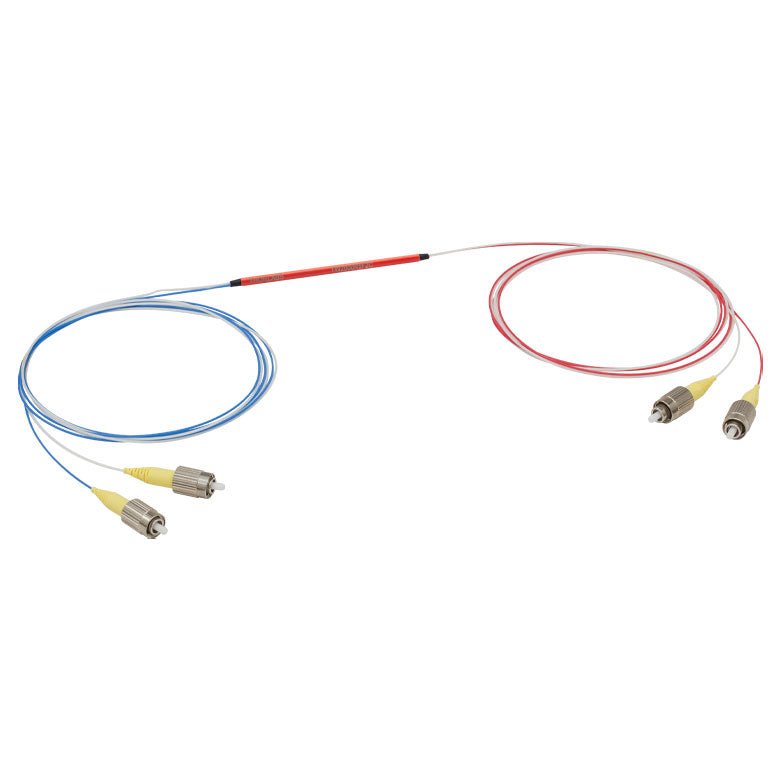 T-TW2000R5F2C - 2x2 Wideband Fiber Optic Coupler, 2000 ± 150 nm, 50:50 Split, SM1950 Fiber, FC/PC