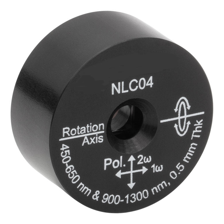 T-NLC04 - Ø1" Mounted β-BBO Crystal, 0.50 mm Thick, θ = 23.3°, 900 - 1300 nm Fund., 450 - 650 nm SHG