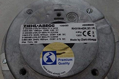 Brand new RH31M-4DK.2C.1R ZIEHL-ABEGG centrifugal fan 0.14/0.23 KW 230/400V 0.38/0.88/ A