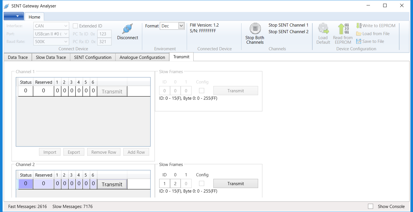 SAE J2716 (SENT) to RS232 Gateway