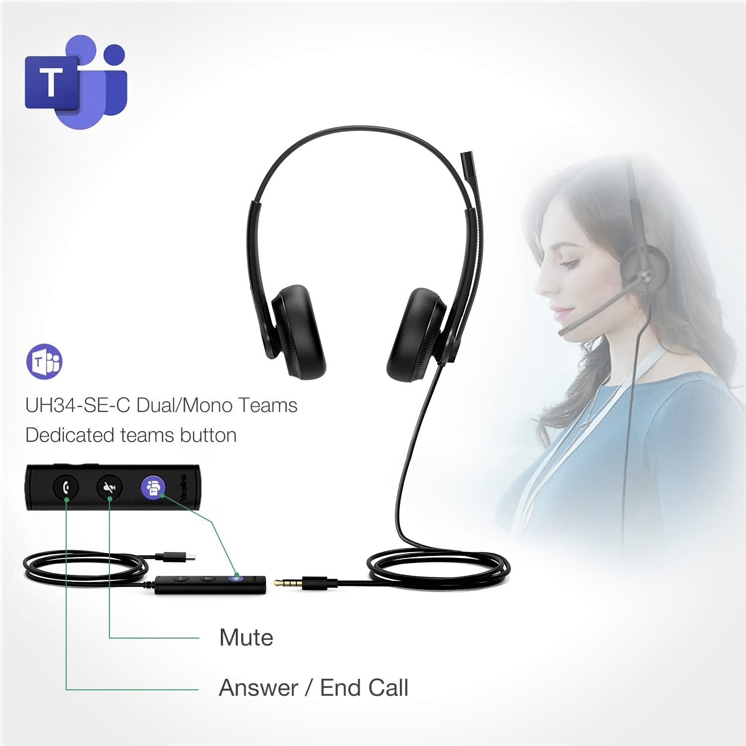 Yealink UH34 SE Dual/Mono USB Wired Headset