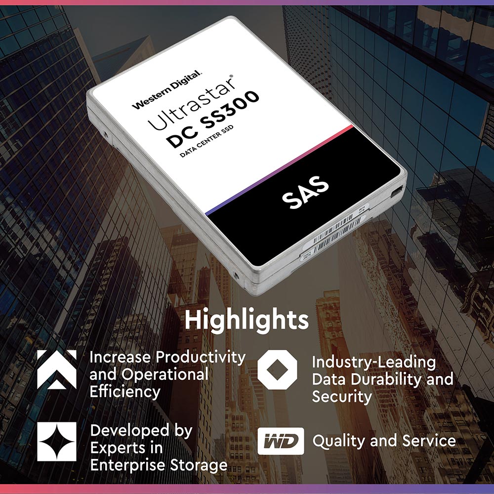 Western Digital Ultrastar DC SS300 HUSMM3216ASS200 1.6TB SAS 12Gb/s High Endurance ISE 2.5in Solid State Drive