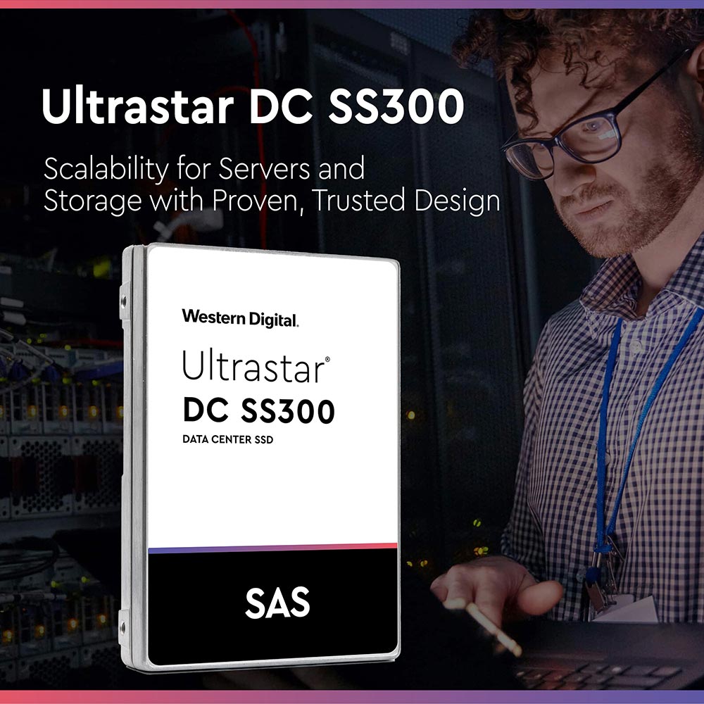Western Digital Ultrastar DC SS300 HUSTR7696ASS200 960GB SAS 12Gb/s Read Intensive ISE 2.5in Recertified Solid State Drive