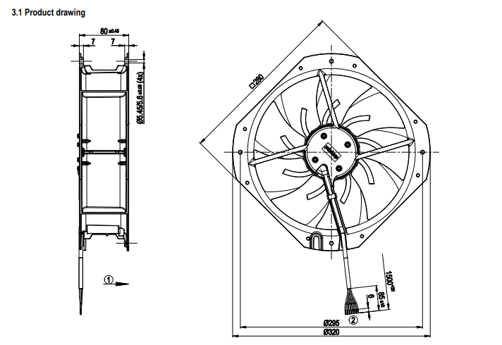 EBMpapst W2D250-HI02-05  AC AXIAL FAN
