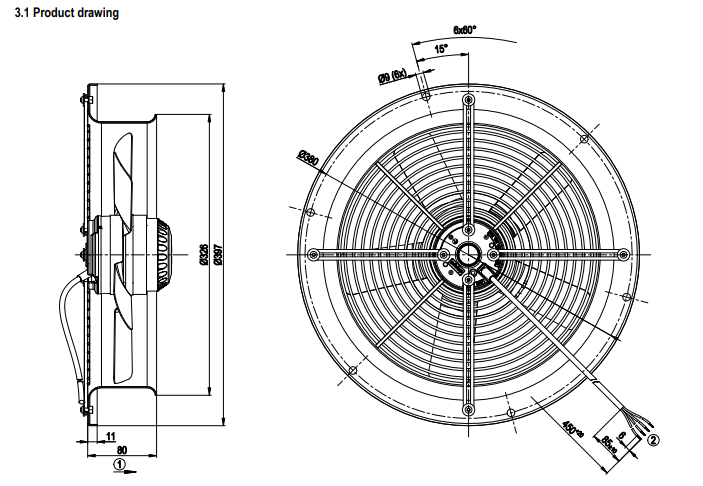 W2E300-CC47-01 ebmpapst  AC Axial Fan 397mm 230VAC