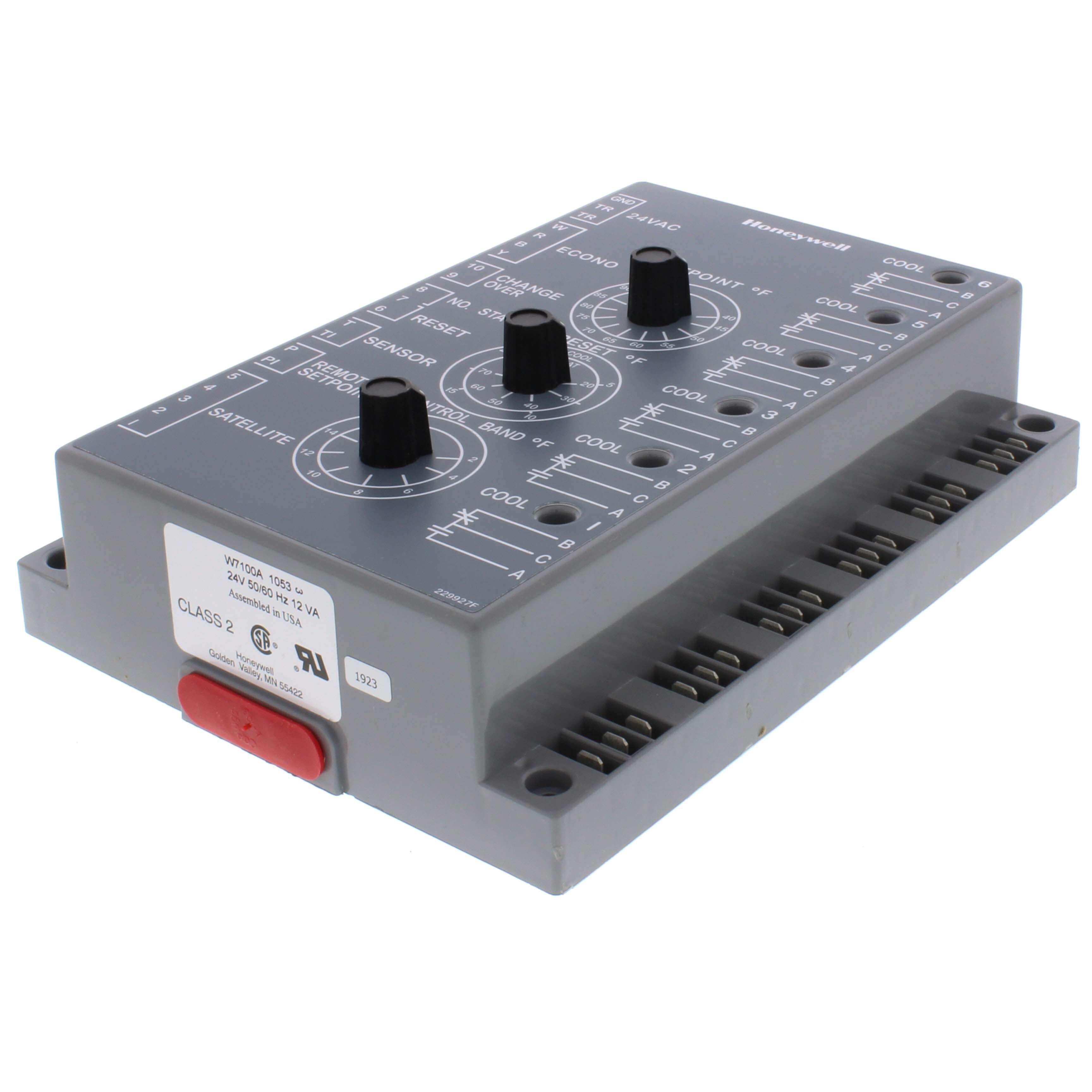 Honeywell W7100A1053 Discharge Air Temperature Controller 6-Stage 40–90°F HVAC Control